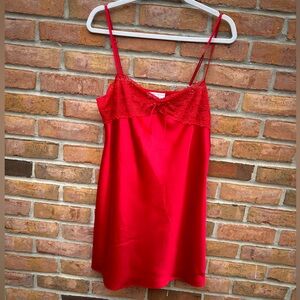 Y2k red lacy slip dress 
Red chemise